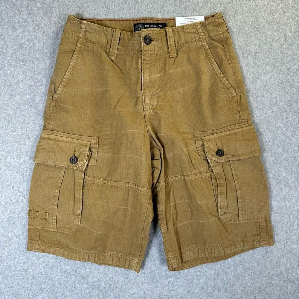 American Eagle Outfitters Mens Size 28 Longboard Cargo Shorts Tan Brown NWT